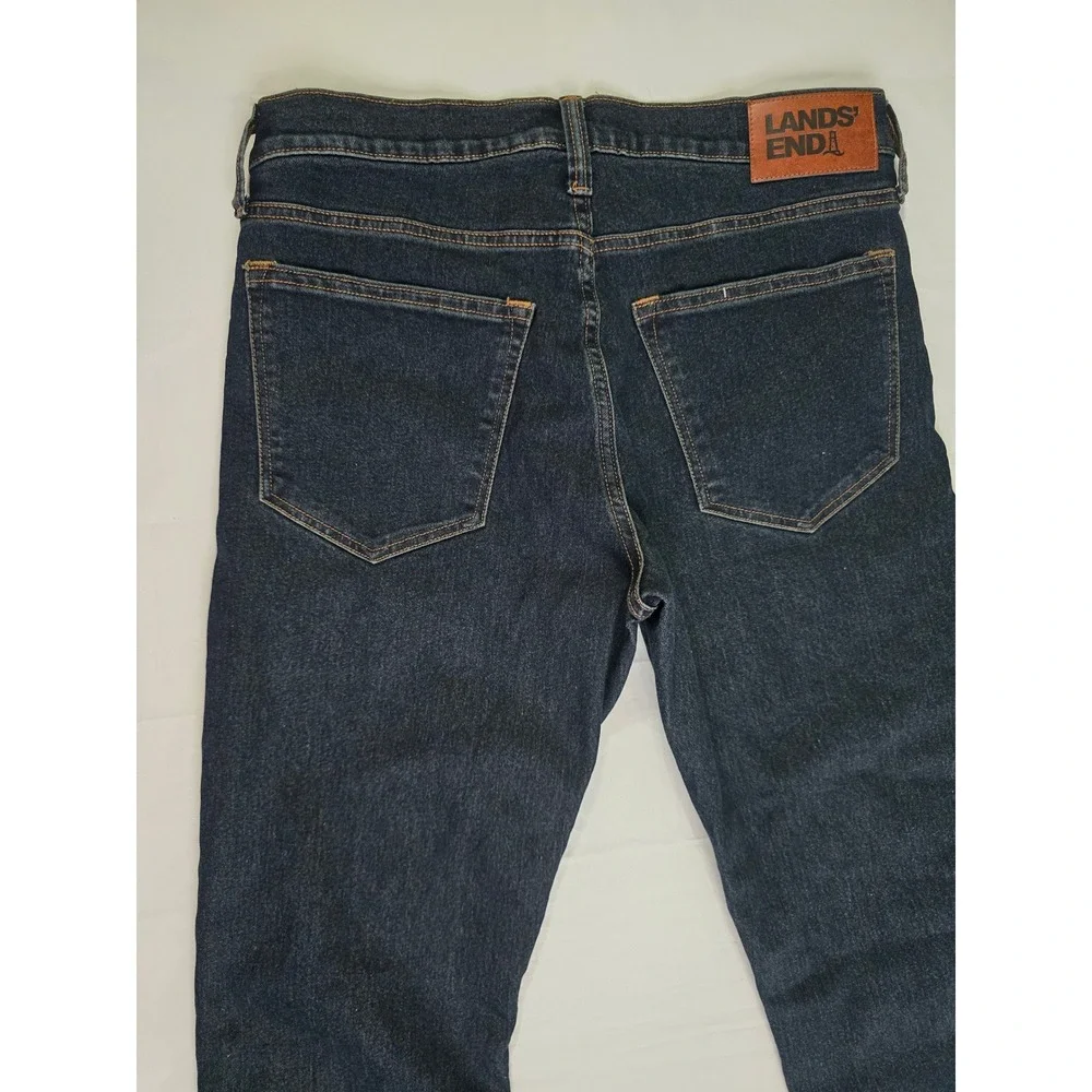 Lands End Mens Flannel Lined Straight Leg Jeans Dark Wash Indigo 30x30 1799238